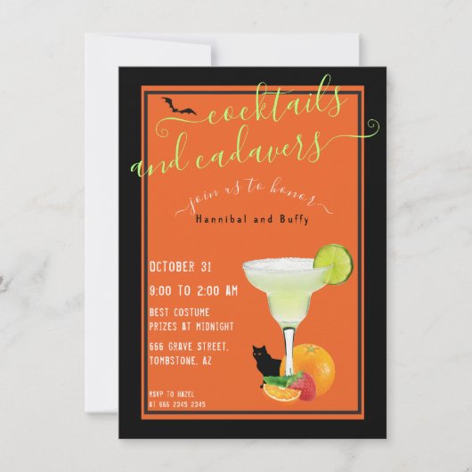 ハロウィーンカクテルとカドーバーズストレンジ・パロディ 招待状 (正面)
