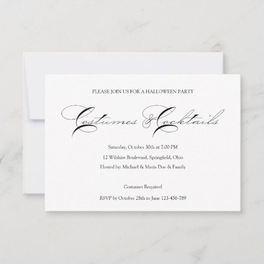 ハロウィーンカクテルコスチュームパーティの招待状 招待状 (正面)