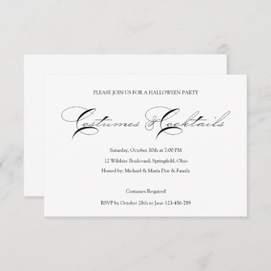 ハロウィーンカクテルコスチュームパーティの招待状 招待状 (正面/裏面)