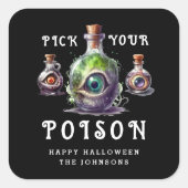 ハロウィーンカクテルパーティーあなたの毒を選ぶ スクエアシール (正面)