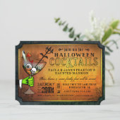 ハロウィーンカクテルパーティーオレンジ&ブラック招待状 招待状 (スタンド正面)