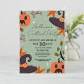 ハロウィーンカクテルパーティーカボチャコスチューム 招待状 (スタンド正面)