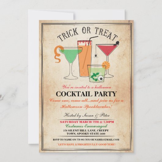 ハロウィーンカクテルパーティードリンクスプックパーティー招待状 招待状 (正面)
