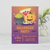 ハロウィーンカクテルパーティー不気味カボチャ 招待状 (スタンド正面)
