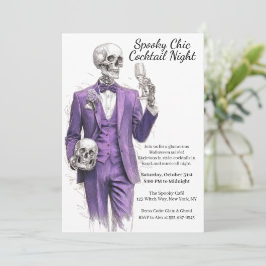 ハロウィーンカクテルパーティー | シック不気味ナイト 招待状 (スタンド正面)