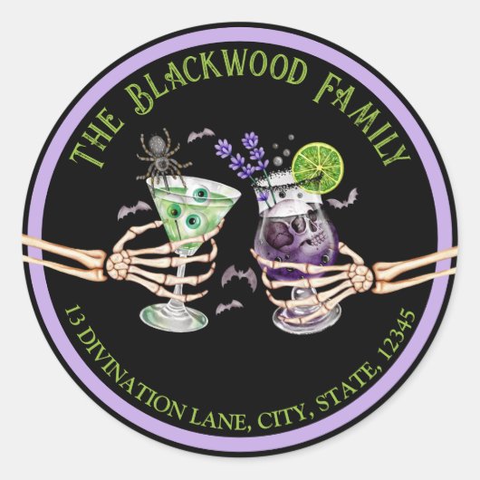 ハロウィーンカクテル応援差出人住所 ラウンドシール (正面)