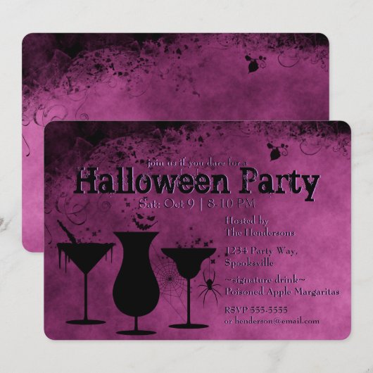 ハロウィーンカクテル 招待状 (正面/裏面)