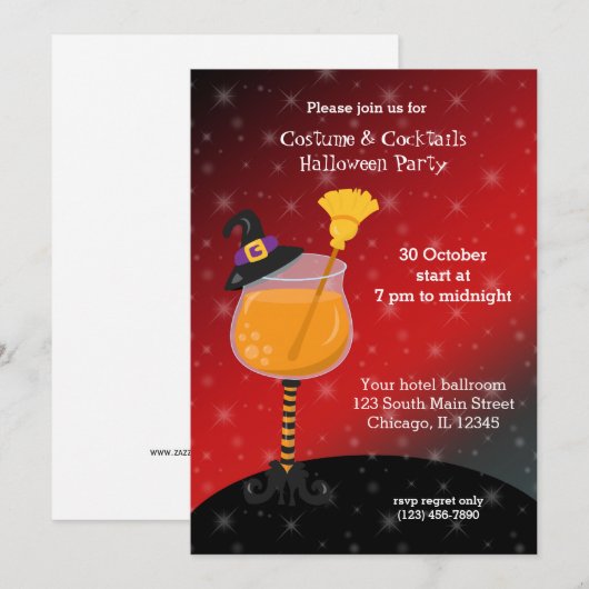 ハロウィーンカクテル 招待状 (正面/裏面)