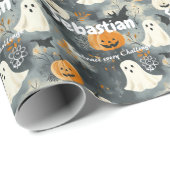 ハロウィーンカスタムをテーマにしたカボチャと幽霊 ラッピングペーパー (ロールコーナー)