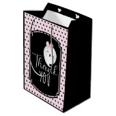 ハロウィーンカスタムガール誕生日ピンクブラック ミディアムペーパーバッグ (裏面アングル)