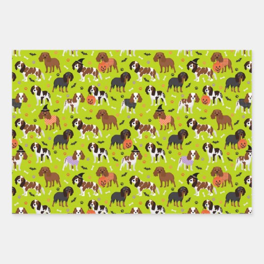 ハロウィーンカバリエールキングチャールズスパニエル犬 ラッピングペーパーシート (正面2)