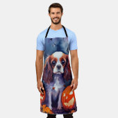ハロウィーンカバリヤキングチャールズスパニエル犬パンプキンス エプロン (着用した状態)