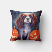 ハロウィーンカバリヤキングチャールズスパニエル犬パンプキンス クッション (正面)