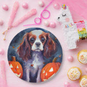 ハロウィーンカバリヤキングチャールズスパニエル犬パンプキンス ペーパープレート (パーティー)