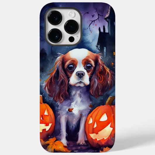 ハロウィーンカバリヤキングチャールズスパニエル犬パンプキンス Case-Mate iPhoneケース (裏面)