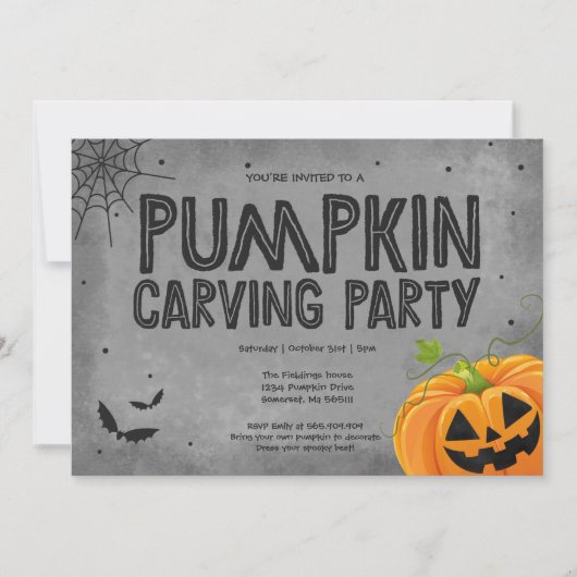 ハロウィーンカプキン彫刻パーティの招待状 招待状 (正面)