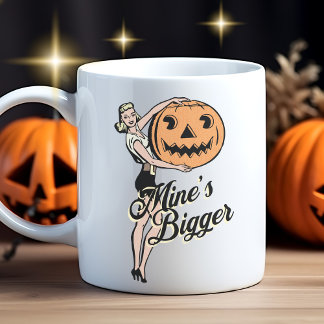 ハロウィーンカボチャおもしろいレトロオレンジ鉱山より大きい コーヒーマグカップ