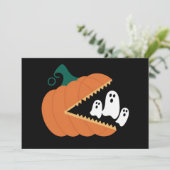 ハロウィーンカボチャおもしろい幽霊少年たち 招待状 (スタンド正面)