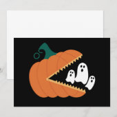ハロウィーンカボチャおもしろい幽霊少年たち 招待状 (正面/裏面)
