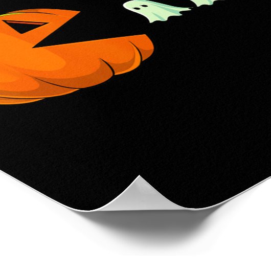 ハロウィーンカボチャおもしろい幽霊男の子キッズ女性の男性 ポスター (角)