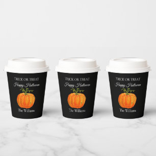 ハロウィーンカボチャかわいいトリックまたはトリートメント 紙コップ
