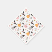 ハロウィーンカボチャこうもり、クモ、幽霊、キャンディ スタンダードカクテルナプキン (角)