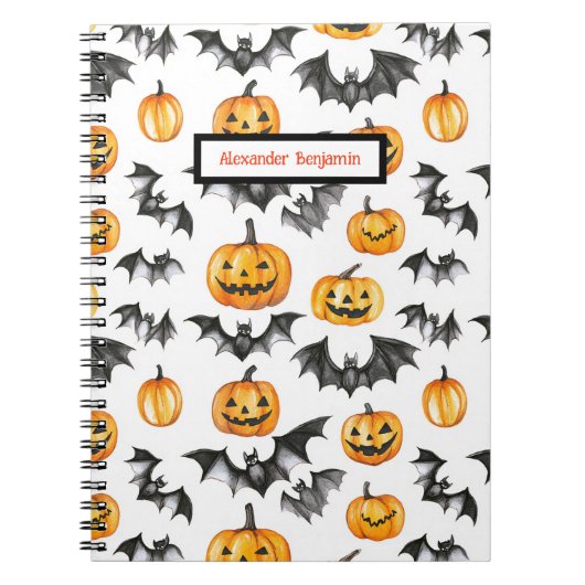 ハロウィーンカボチャこうもり ノートブック (正面)
