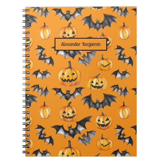 ハロウィーンカボチャこうもり ノートブック (正面)