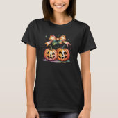 ハロウィーンカボチャさくらんぼ秋秋の水色 Tシャツ (正面)