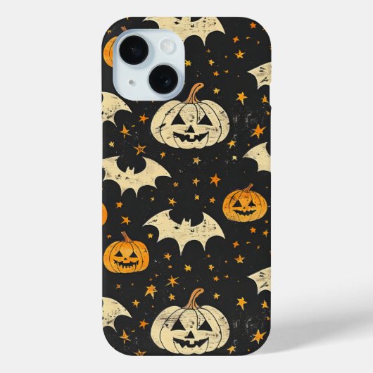 ハロウィーンカボチャとこうもりパターンヴィンテージ秋 Case-Mate iPhoneケース (裏面)
