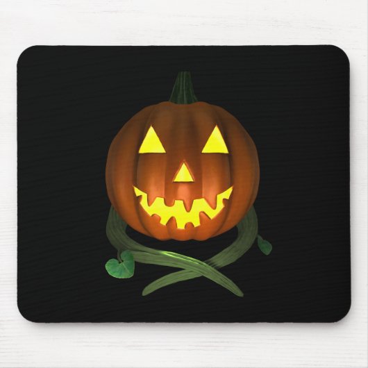 ハロウィーンカボチャとつる植物 マウスパッド (正面)