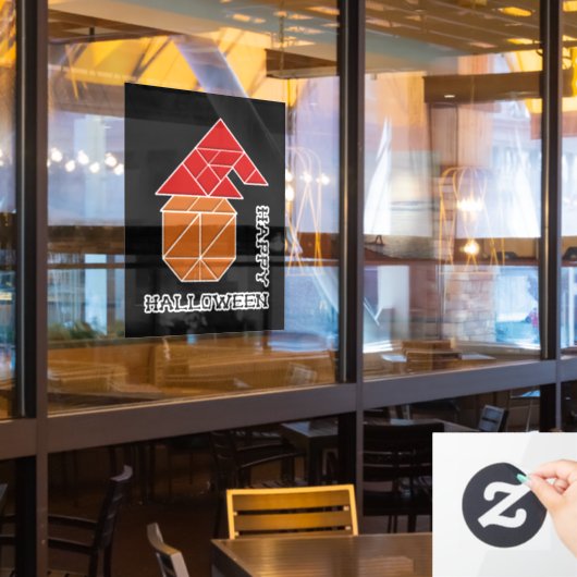 ハロウィーンカボチャとウィッチズハット ウィンドウサイン (レストラン窓)
