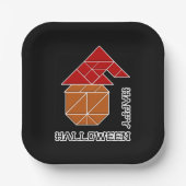 ハロウィーンカボチャとウィッチズハット ペーパープレート (正面)