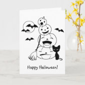 ハロウィーンカボチャとブラックキャットドードルカラーミー カード (黄色い花)
