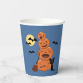 ハロウィーンカボチャとブラックキャットブルー 紙コップ (裏面)