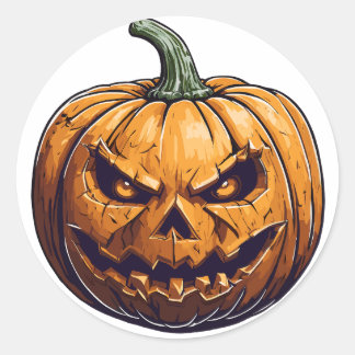 ハロウィーンカボチャと照明の目 ラウンドシール