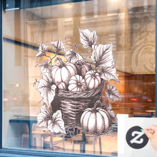 ハロウィーンカボチャと紅葉 ウィンドウサイン