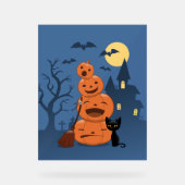 ハロウィーンカボチャと黒猫 アクリルサイン (正面)