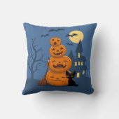 ハロウィーンカボチャと黒猫 クッション (裏面)