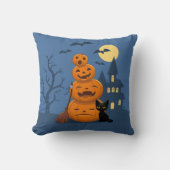 ハロウィーンカボチャと黒猫 クッション (正面)