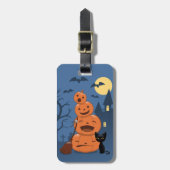 ハロウィーンカボチャと黒猫 ラゲッジタグ (正面縦)