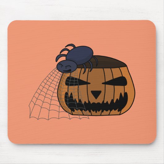ハロウィーンカボチャのくもの巣にクモ マウスパッド (正面)