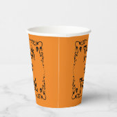 ハロウィーンカボチャのオレンジとブラックトリックまたはトリート 紙コップ (右)