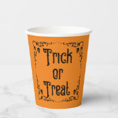 ハロウィーンカボチャのオレンジとブラックトリックまたはトリート 紙コップ (正面)