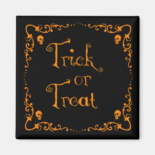 ハロウィーンカボチャのオレンジトリックまたはトリート マグネット (正面)