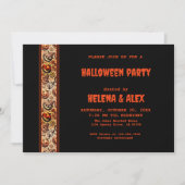 ハロウィーンカボチャのオレンジ色の黒いパターン招待状 招待状 (正面)