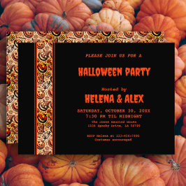 ハロウィーンカボチャのオレンジ色の黒いパターン招待状 招待状