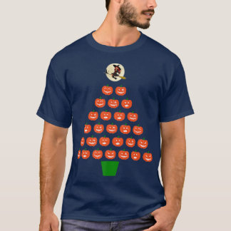ハロウィーンカボチャのクリスマスツリーウィッチプレミアム Tシャツ