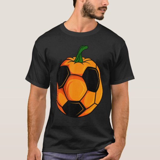 ハロウィーンカボチャのサッカーボール選手ボールチームSpo Tシャツ (正面)