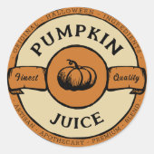 ハロウィーンカボチャのジュース ラウンドシール (正面)